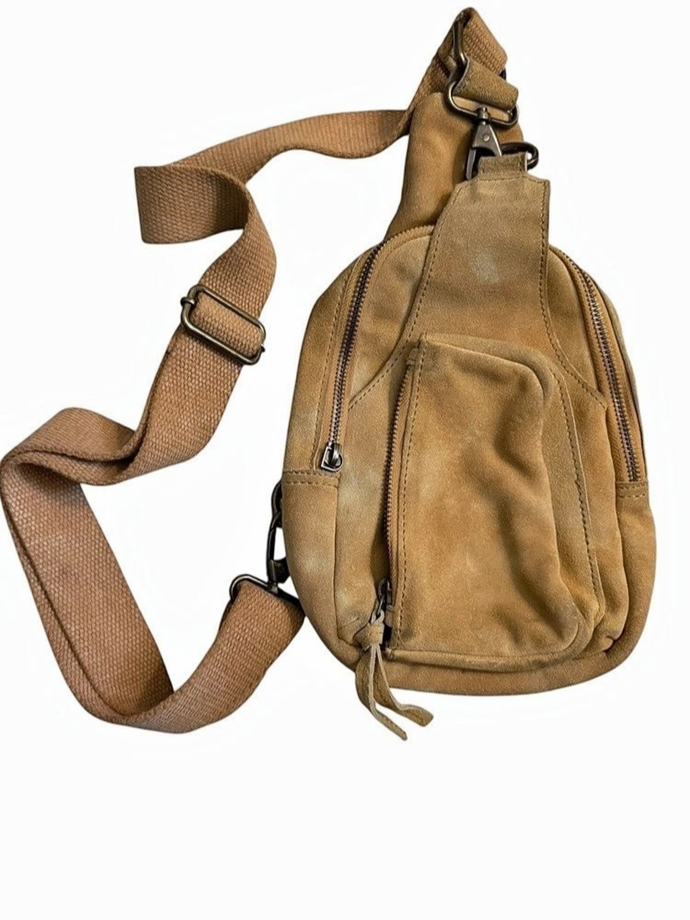 Free People Genuine Suede Leather Brown Crossbody Bag